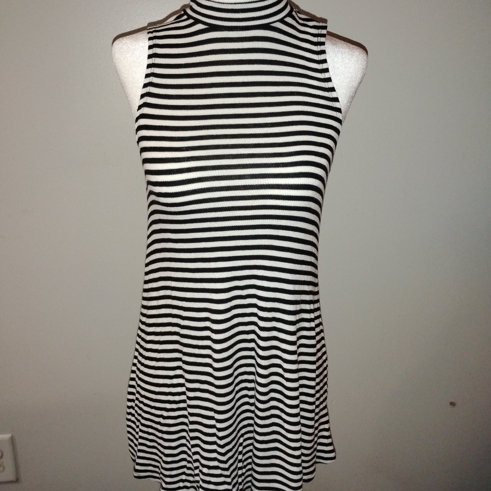 Mossimo Supply Co. Black and White Striped Sleeveless Swing Dress
